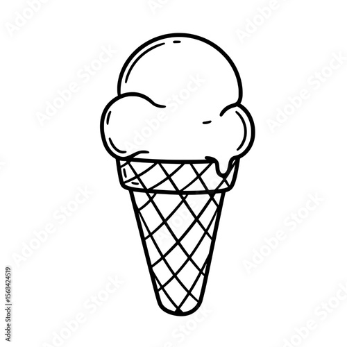 Ice Cream Delight: A simple line art illustration captures the essence of pure joy, the perfect cool treat on a hot day. 