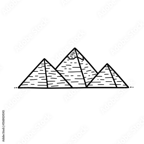 Pyramids Line Art: A minimalist line drawing of three pyramids, evoking a sense of ancient history and mystery.