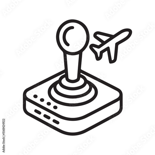Flight Simulator Joystick Icon Black Line Art airplane