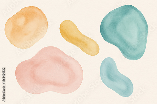 Organic shapes watercolor abstract pastel