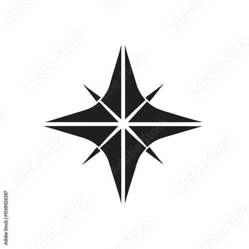 Black sparkle or flare icon on a white background