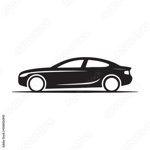 Sports Car Silhouette Vector – Sleek Automotive Design on White Background