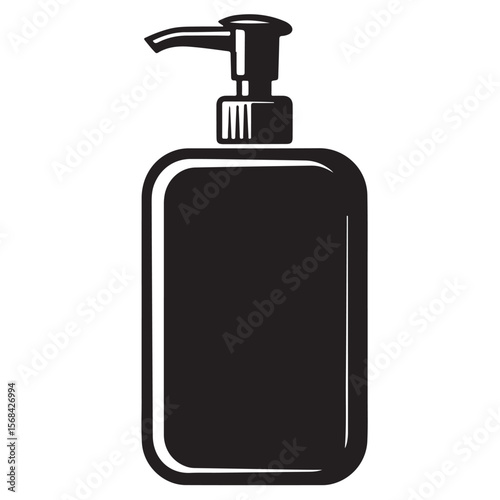 Plastic pump dispenser for liquid soap, shampoo, or lotion, isolated on white for hygiene and bath care