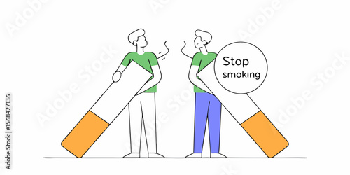 Man Holding Cigarettes with Stop Smoking Sign