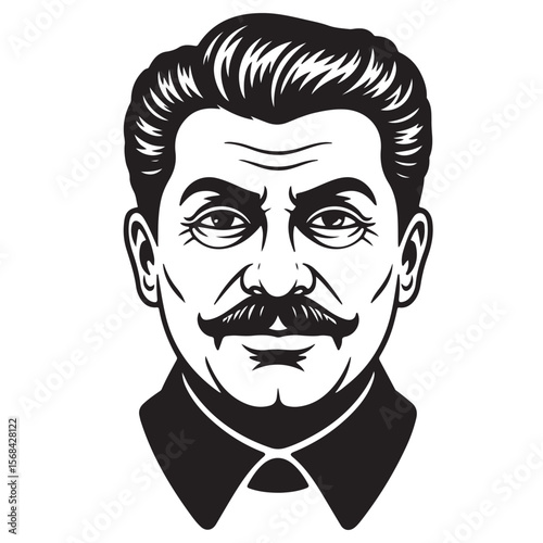 Angry cartoon vector illustration of a man's face with glasses, a funny black sketch drawing of a guy's head with angry expression
