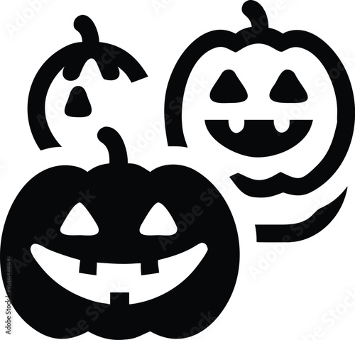 halloween pumpkins with different faces.eps