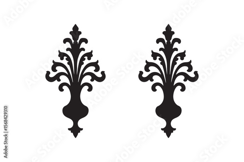 Elegant black decorative flourish motifs on a white background