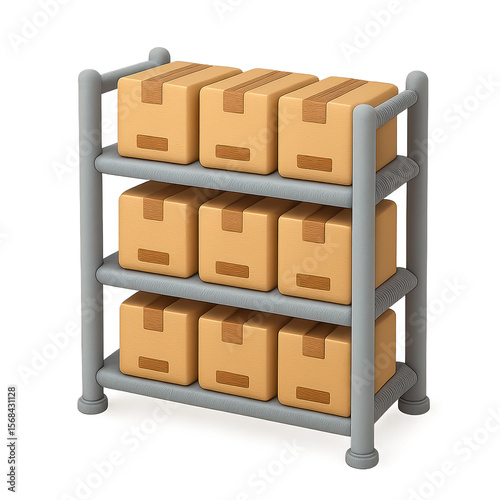3D Icon of Inventory Shelf Rack, Warehouse Storage Retail E-Commerce Management