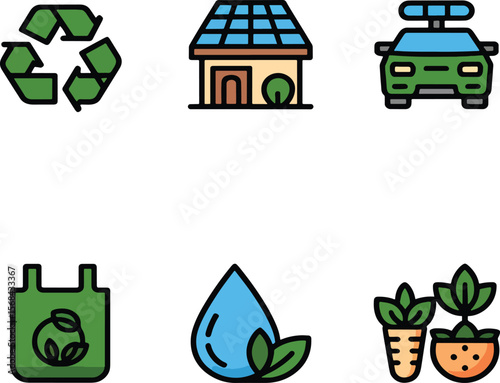 vector set of ecology icons