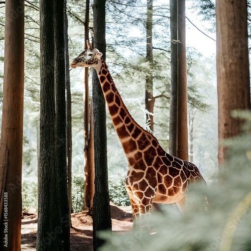 Plakat giraffe in the forest, giraffe