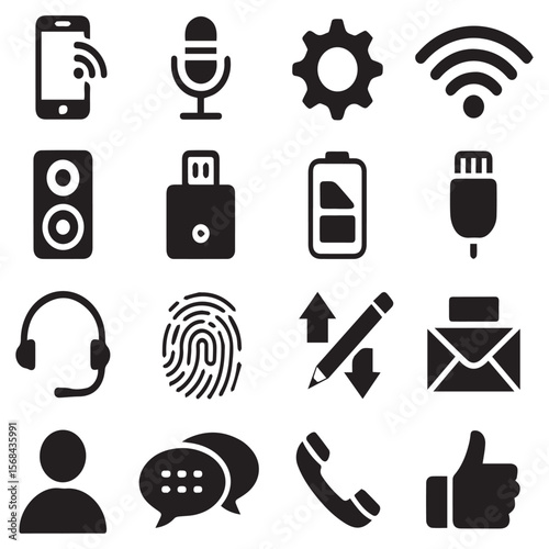 Various electronic device icons isolated on white background
