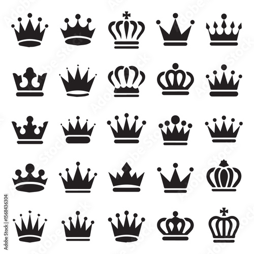 Collection of crowns isolated on white background