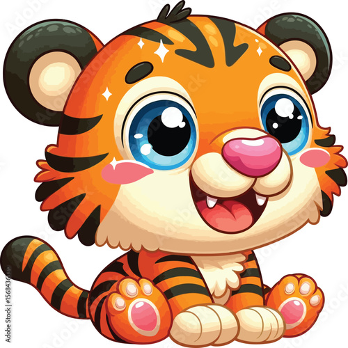 a cute playful funny Tiger vector illustration