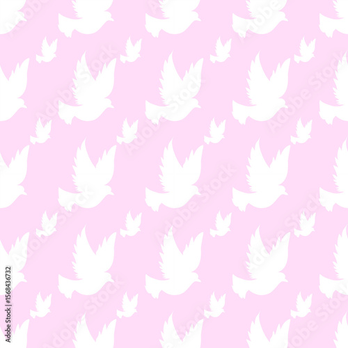 Dove pattern, pink isolate background