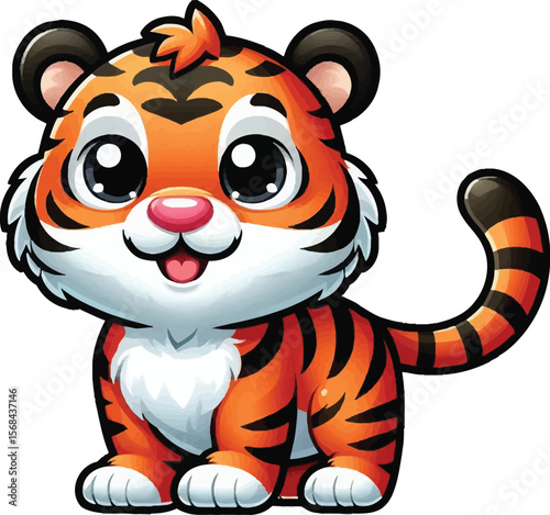 a cute playful funny Tiger vector illustration