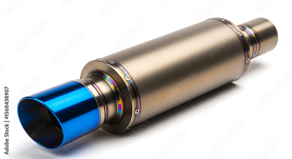 Fototapeta premium exhaust, muffler, car colorful TIG welds, a sign of high-quality craftsmanship.