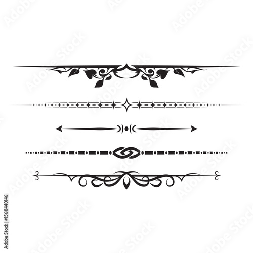 Calligraphic page dividers retro decoration book ornament chapter and arrow
