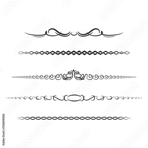 Calligraphic page dividers retro decoration book ornament chapter and arrow