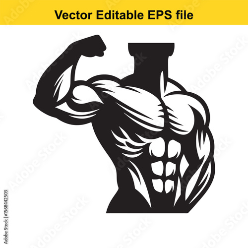 Vector Illustration of a Bodybuilder Showing Off His Muscular Physique Isolated on a White Background Perfect for Fitness Enthusiasts