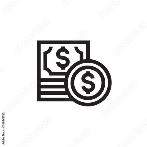 Money and coins symbol for financial concept use in design projects