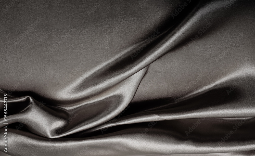 Fototapeta premium Black pearl wave fabric silk. Abstract texture copy space background.