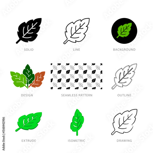 Each leaf icon has its own creative design, and each design can meet the needs of different jobs.