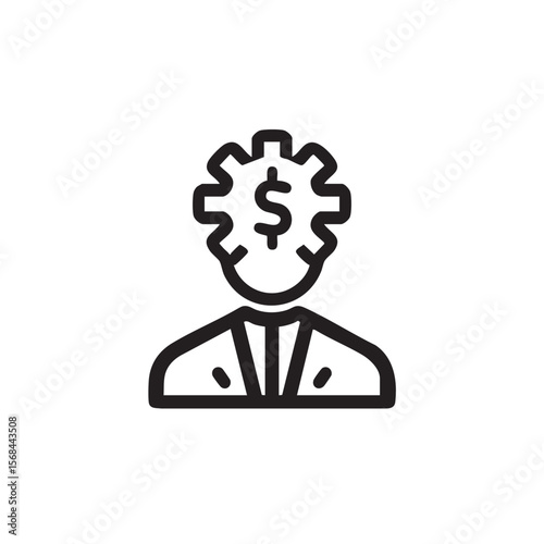 Symbol of financial intellect with cog and dollar sign