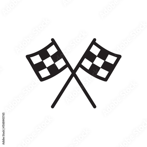 Racing flags crossed for motorsport action and competition design