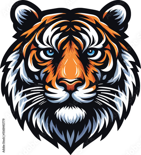 A Tiger head and angry moment diferent angel vector illustration
