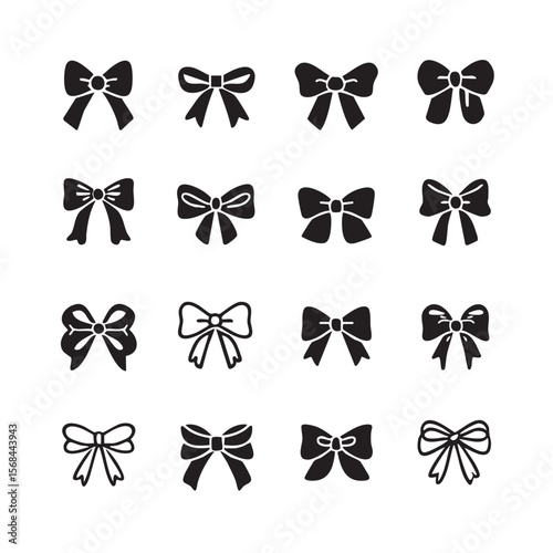 Collection of decorative bows for festive designs and crafts