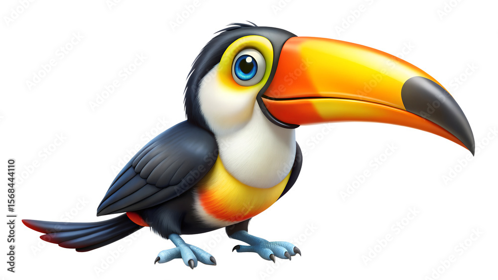 Fototapeta premium Cartoon toucan bird isolated on transparent background
