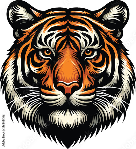 A Tiger head and angry moment diferent angel vector illustration