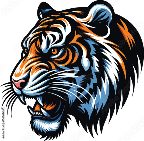 A Tiger head and angry moment diferent angel vector illustration