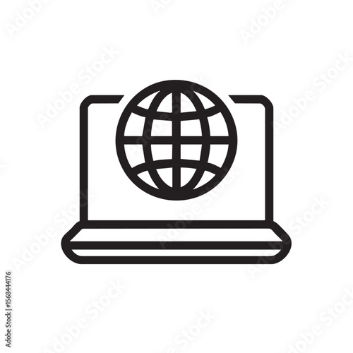 Digital global connectivity with laptop and globe design