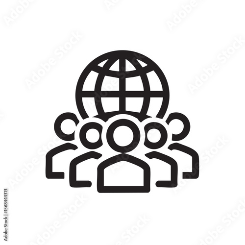 Global community connection with people and Earth representation