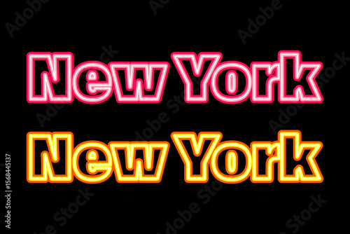 New York neon text on black background. New Yokr neon in vintage style on black background. Vector typographic design. Vector graphic illustration