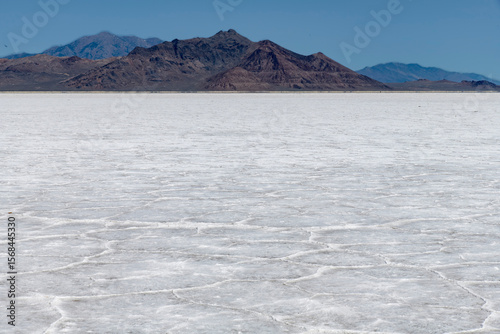 Photography White salt pan of the Bonneville Salt Flats a remnant of the Pleistocene Lake Bo