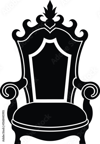 Cushioned buttoned black throne royal chair in vintage luxury style