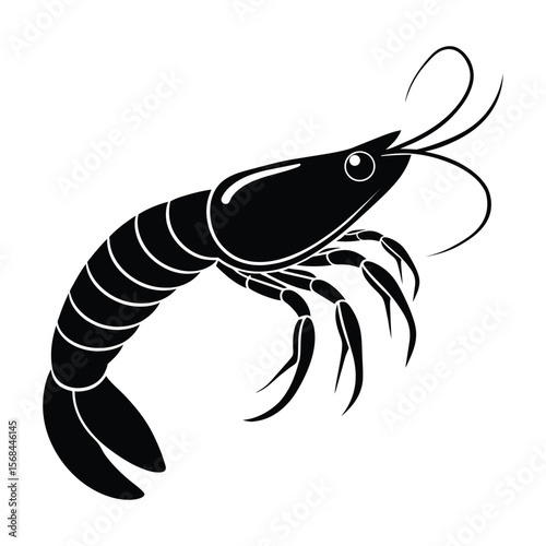 Shrimp silhouette illustration on white background