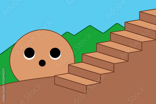 Landscape With Footpath Turning Into Stone Steps