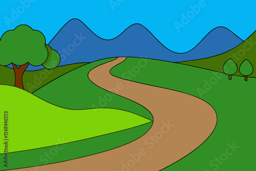 Landscape With River Bend Narrow Path Beside It
