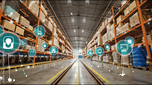 Smart Logistics Warehouse with Advanced IoT Technology for Real-Time Inventory Tracking and Seamless Order Fulfillment Operations Across Supply Chain