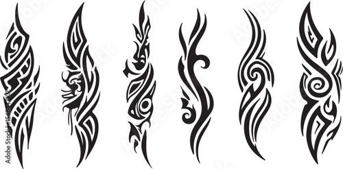 Tribal tattoo designs abstract shapes black ink vector