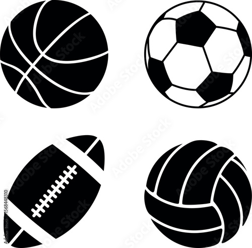Sports ball set. Isolated sports ball on white background
