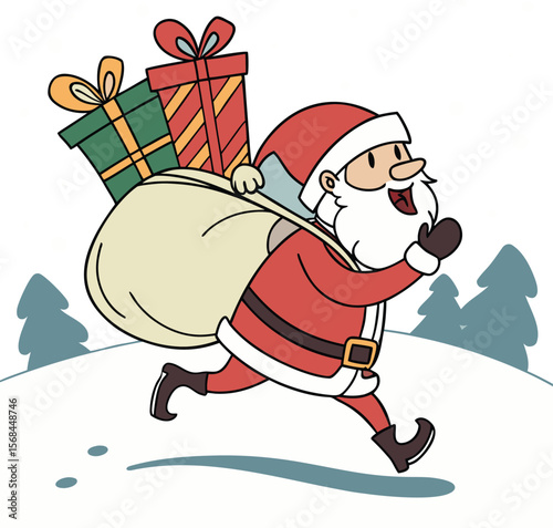 Delivering Holiday Cheer A Festive Santa Cartoon Illustration