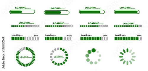 Loading icons progress bar Buffer loader or preloader loading bar signs download upload progress sign symbol buttons