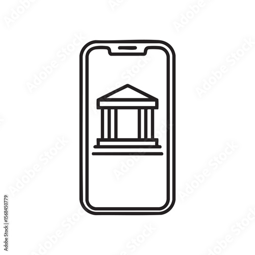 Digital banking application display with a bank icon on smartphone