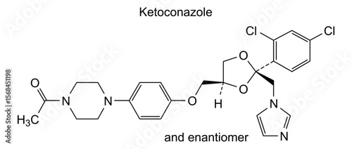 Chemical structure of ketoconazole, drug substance