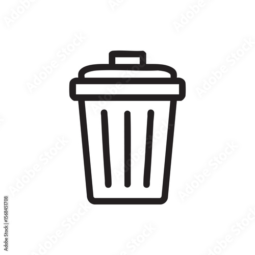Simple black outline of a trash bin suitable for minimal design needs