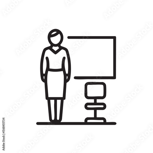 Business presentation with professional speaker and empty board